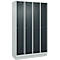 Kleiderspind C+P Evolo Plus, 4 Abteile, 300 mm Abteilbreite, mit Sockel, Anschlag rechts, B 1200 x T 500 x H 1950 mm, Zylinder, lichtgrau/anthrazitgrau