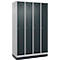 Kleiderspind C+P Evolo Plus, 4 Abteile, 300 mm Abteilbreite, mit Sockel, Anschlag rechts, B 1200 x T 500 x H 1950 mm, Zylinder, weißaluminium/anthrazitgrau