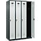 Kleiderspind C+P Evolo Plus, 4 Abteile, Anschlag rechts, Sicherheits-Drehriegel, B 1200 x T 500 x H 1850 mm, anthrazitgrau/lichtgrau