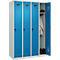 Kleiderspind C+P Evolo Plus, 4 Abteile, Anschlag rechts, Sicherheits-Drehriegel, B 1200 x T 500 x H 1850 mm, lichtgrau/lichtblau