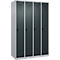 Kleiderspind C+P Evolo Plus, 4 Abteile, Anschlag rechts, Sicherheits-Drehriegel, B 1200 x T 500 x H 1850 mm, weißaluminium/anthrazitgrau