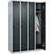 Kleiderspind C+P Evolo Plus, 4 Abteile, Anschlag rechts, Sicherheits-Drehriegel, B 1200 x T 500 x H 1850 mm, weißaluminium/anthrazitgrau