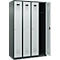Kleiderspind C+P Evolo Plus, 4 Abteile, Anschlag rechts, Zylinderschloss, Soft-Anschlag, B 1200 x T 500 x H 1850 mm, anthrazitgrau/lichtgrau