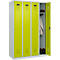 Kleiderspind C+P Evolo Plus, 4 Abteile, Anschlag rechts, Zylinderschloss, Soft-Anschlag, B 1200 x T 500 x H 1850 mm, lichtgrau/clowngrün