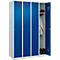 Kleiderspind C+P Evolo Plus, 4 Abteile, Anschlag rechts, Zylinderschloss, Soft-Anschlag, B 1200 x T 500 x H 1850 mm, lichtgrau/enzianblau