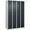 Kleiderspind C+P Evolo Plus, 4 Abteile, Anschlag rechts, Zylinderschloss, Soft-Anschlag, B 1200 x T 500 x H 1850 mm, weißaluminium/anthrazitgrau