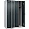 Kleiderspind C+P Evolo Plus, 4 Abteile, Anschlag rechts, Zylinderschloss, Soft-Anschlag, B 1200 x T 500 x H 1850 mm, weißaluminium/anthrazitgrau