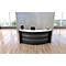 Kleine Bogen-Empfangstheke Faro, mit Ablage und Seitenplatten, B 2550 x T 1200 x H 1120 mm, anthrazit/anthrazit