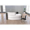 Kleine Bogen-Empfangstheke mit Beratungsplatz Faro, mit Ablage und Seitenplatten, B 2310 x T 1200 x H 1120 mm, weiß/anthrazit
