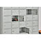 kluis met 50 afsluitbare compartimenten - metaal - B 980 x D 200 x H 1530 mm - lichtgrijs RAL 7035 - met metalen afdekplaat. - ons merk Schäfer Shop Select