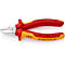 Rote und gelbe Seitenschneider von Knipex. Aufschrift: 1000 V. Detailaufnahme.
