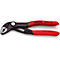 Eine Knipex Cobra Wasserpumpenzange. Schwarz und rot, mit Schriftzügen, detailgetreue Nahaufnahme.