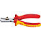 Wire stripper with red and yellow handles, silver cutting tools. Inscription: KNIPEX.