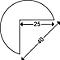Black and white illustration of a circular segment with dimensions. The radius of the circle is indicated as 40, the shorter side as 25.