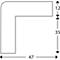 Plan of an L-shaped building element with dimensions: 47, 35, and 12.