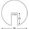 Dibujo circular con un hueco. Dimensiones: 50 de ancho, hueco 25 de alto, 12 de ancho.