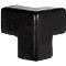Black leather corner protector, shaped at a 90 degree angle.