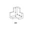 Drawn 3D shape, L-shaped, with dimensions: 45 mm high, 38 mm wide. "E3D" is written below.