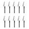 Zehn weiße Stiftspitzen auf weißem Hintergrund. Jede Spitze hat eine konische Form, die auf einer silbernen Metallspitze sitzt.