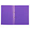 Open, purple folder with metal clips. On a white background.