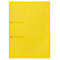 Yellow binder with two metal clasps on a white background.