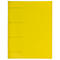 A yellow binder with metal rings, viewed from above.
