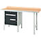Kombiwerkbank Schäfer Shop Select PWi 150-2, Buche Multiplexplatte, mit Stahlkante, bis 750 kg, B 1500 x T 700 x H 840 mm, Anthrazit
