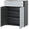 Kommode, mit 1 Schublade und 2 Türen, Glasfront- und auflage, B 830 x T 420 x H 1020 mm, graphit/silbergrau