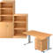 Komplettangebot Schreibtisch/Container/Regalschrank/Regal ULM, Buche-Dekor