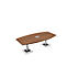 Konferenztisch, mit Tischanschlussfeld, bis 8 Personen, Boot, Standfuß, B 2400 x T 1200 x H 720-820 mm, Kirsche Romana/silber