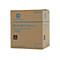Braune Kartonverpackung mit Aufdruck Konica Minolta Bizhub C35 Series mit schwarzer Toner-Kartusche. Aufschrift TNP22K.