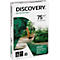 Papierpackung mit Aufdruck "Discovery". Auf der Packung sind ein Läufer, Logos und der Schriftzug "Eco-efficient paper" zu sehen.