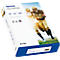 Papierpackung Tecno Dynamic. Auf der Packung ein Football-Spiel. Aufschrift: 80 gsm, A4, 500 Blatt.