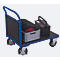 Kopwandwagen, staal/zeefdrukplaat, gentiaanblauw/donkerbruin, L 1025 x B 700 mm, massief rubberen wielen met EasySTOP, tot 1000 kg