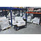 Kopwandwagen, staal/zeefdrukplaat, gentiaanblauw/donkerbruin, L 1025 x B 700 mm, massief rubberen wielen met EasySTOP, tot 1000 kg