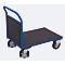 Kopwandwagen, staal/zeefdrukplaat, gentiaanblauw/donkerbruin, L 1625 x B 800 mm, massief rubberen wielen met EasySTOP, tot 1000 kg