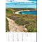 Sentier à travers un paysage fleuri avec vue sur la mer et le ciel. Page de calendrier avec la date de juin.