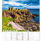 Une page de calendrier de février 2027 avec un château sur une falaise surplombant la mer. Le ciel est bleu avec des nuages.