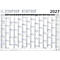 Un calendrier annuel 2027 sous forme de tableau, indiquant les mois et les jours.