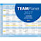 Calendrier mural TEAMPlaner 2027 avec 12 colonnes pour organiser les rendez-vous et les tâches.