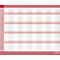 Un calendrier rouge avec des champs gris, divisé en jours et en semaines. Les semaines du calendrier sont sur le bord droit, l'année 4-2027 en bas.