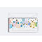 Carte d'anniversaire avec des cercles colorés et l'inscription 'Alles Gute zum Geburtstag'. Plus une enveloppe blanche.