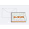 Carte avec l'inscription 'ALLES GUTE'. Des mots comme bonheur, inspiration et harmonie entourent le texte.