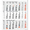 Un calendrier mural trimestriel pour 2027 affichant janvier, février et mars. Les jours sont dans des cases gris clair avec le texte en rouge mis en évidence.