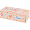 Eine pastellfarbene Kosmetiktücherbox mit sommerlichen Illustrationen wie Sonne, Wellen und Blumen auf rosa Hintergrund.