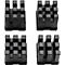 Four black plastic parts, square with protrusions.