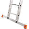 Detail shot of an aluminium ladder, orange feet.