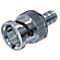 Metalen connector met een gegolfd oppervlak.