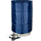 Conteneur cylindrique bleu avec housse matelassée, commande et câble.