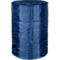 Blau gepolsterter, zylindrischer Behälter mit Reißverschluss.